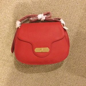 Talbots shoulder bag.  Rich red leather.   Appropriate 12 x 10 inches.